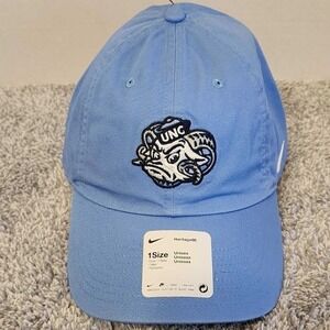 Nike Heritage86 UNC Tar Heels Ramses Mascot Dri-Fit Adjustable Hat Cap Blue NEW